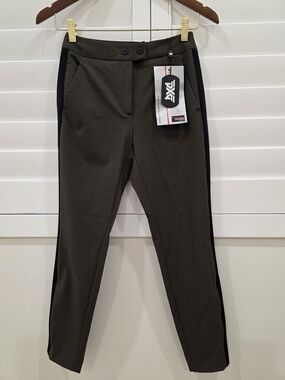 PXG Golf Stretch Olive Green Dress Pants with Black Side Panels